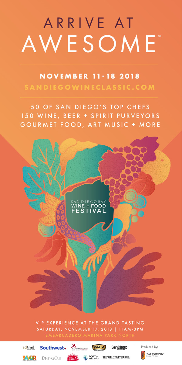 San Diego Bay Wine + Food Festival. Saturday, November 18, 2018. 11am - 3pm.